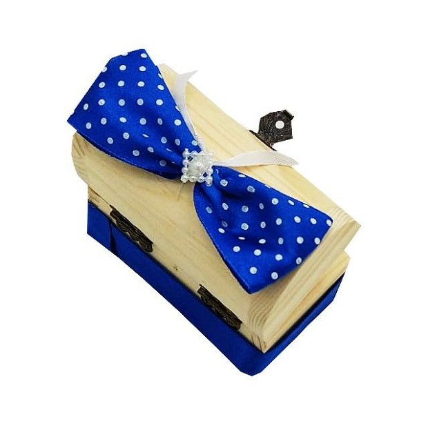 Cutiuta cufar pentru prima suvita, MCF, handmade, albastru cu buline, 10x5x5 cm