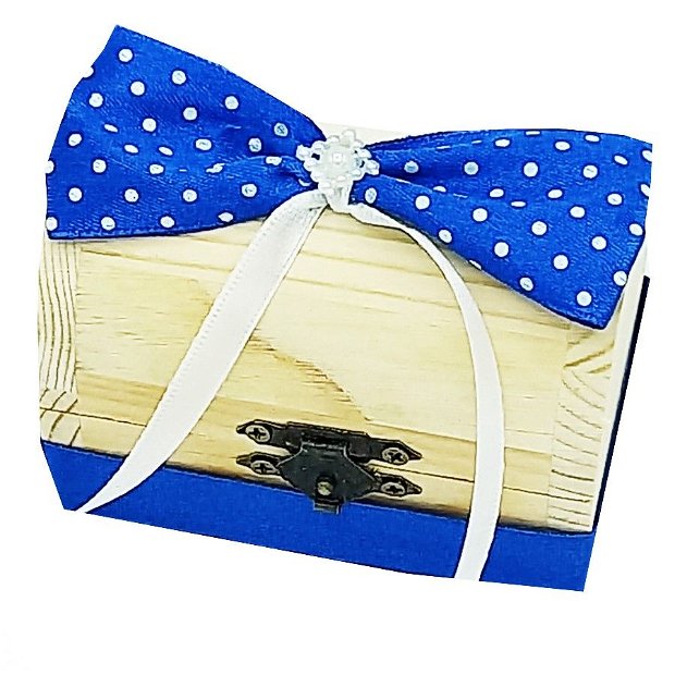 Cutiuta cufar pentru prima suvita, MCF, handmade, albastru cu buline, 10x5x5 cm