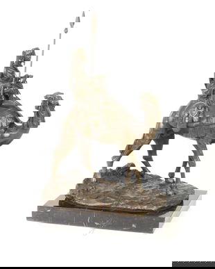 Arab cu dromader - statueta din bronz pe soclu din marmura