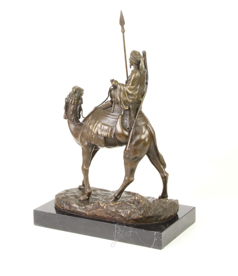 Arab cu dromader - statueta din bronz pe soclu din marmura
