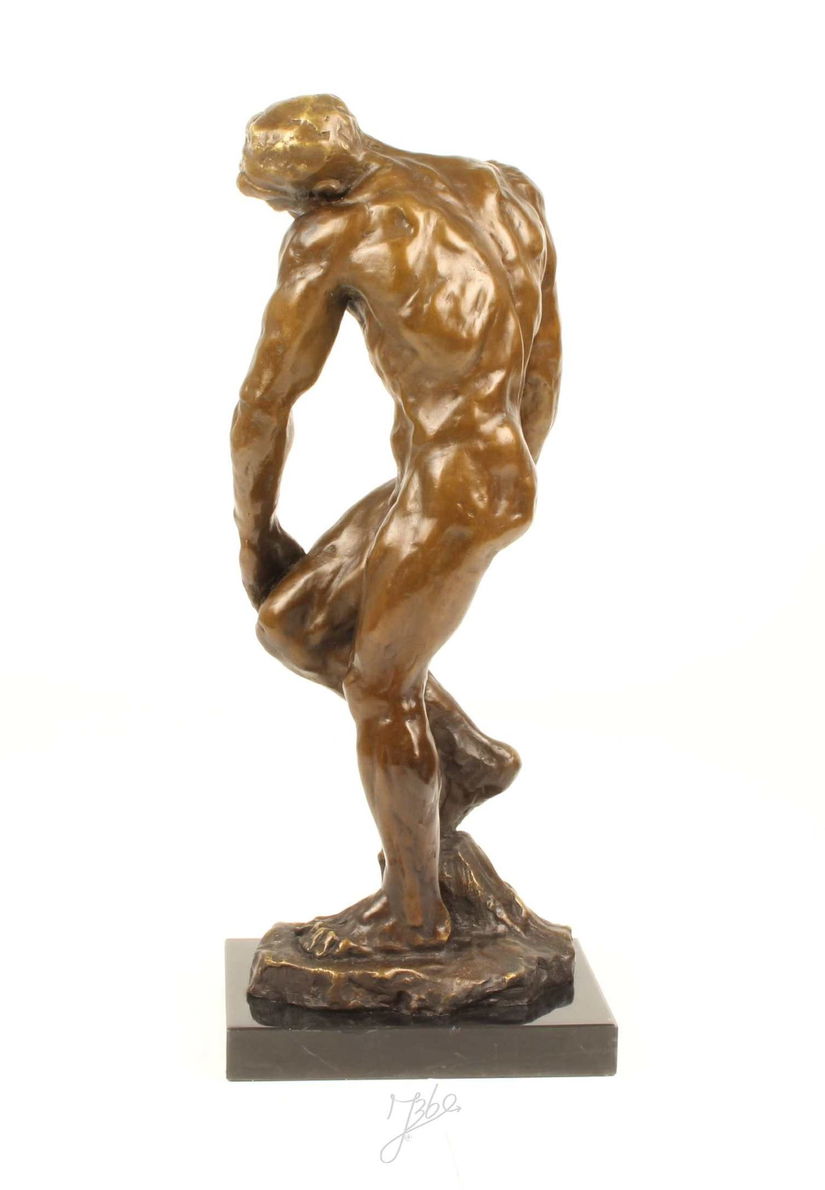 Adam - statueta mare din bronz pe soclu din marmura