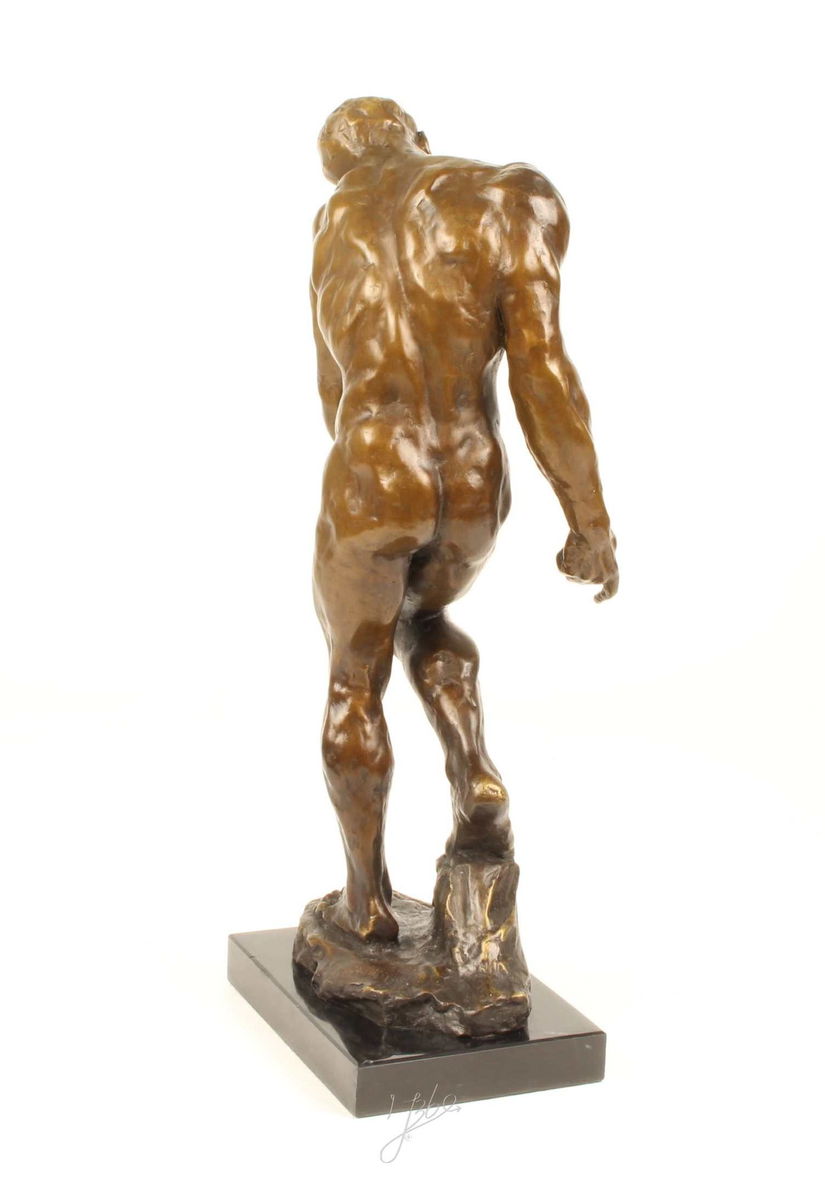 Adam - statueta mare din bronz pe soclu din marmura