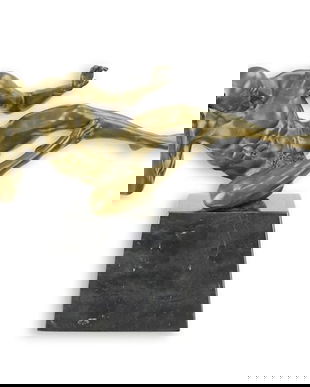 Nud - statueta erotica din bronz pe soclu din marmura