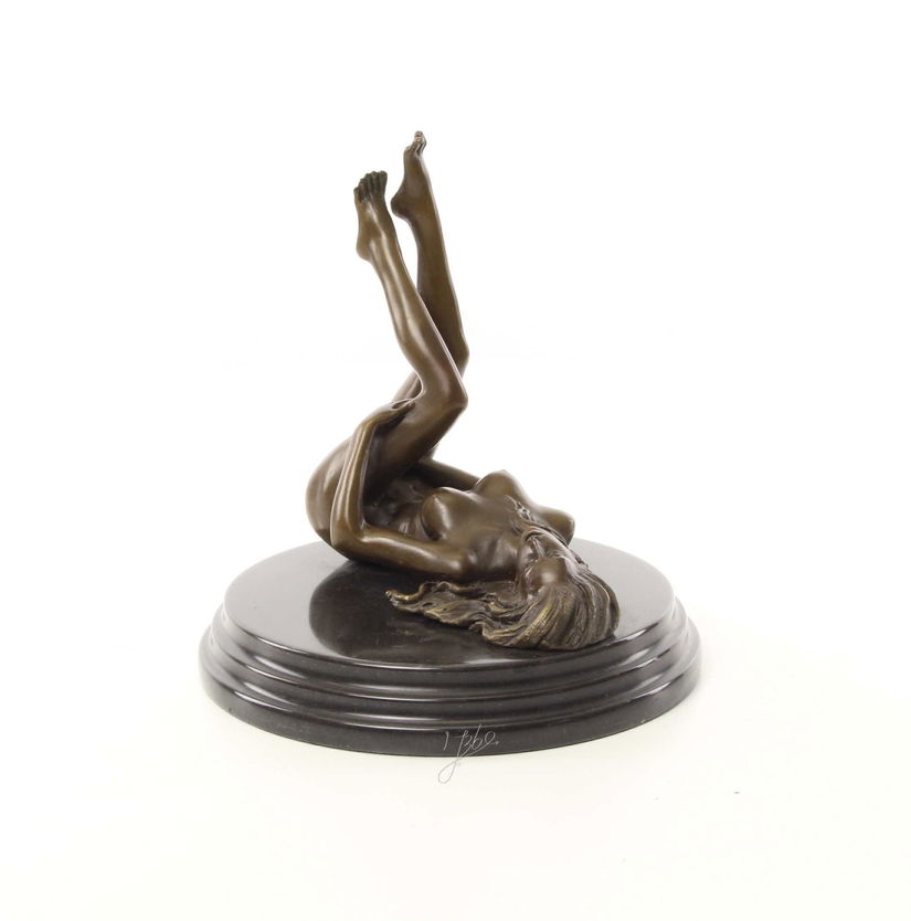 Nud - statueta erotica din bronz pe soclu din marmura