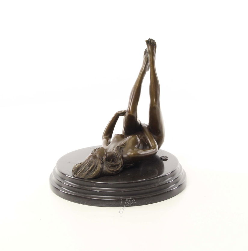 Nud - statueta erotica din bronz pe soclu din marmura