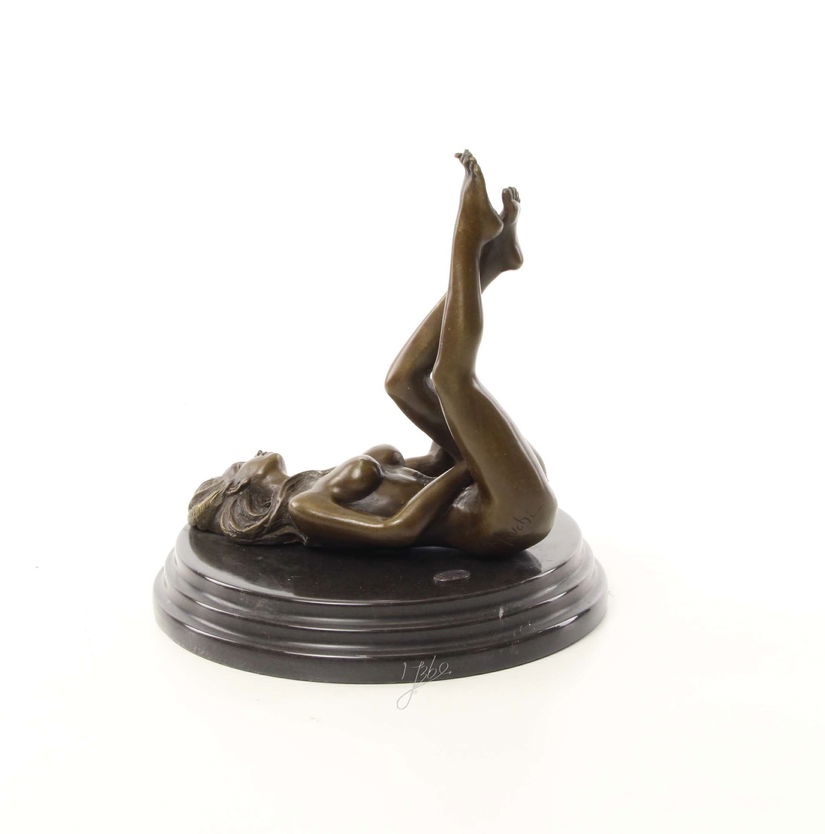Nud - statueta erotica din bronz pe soclu din marmura