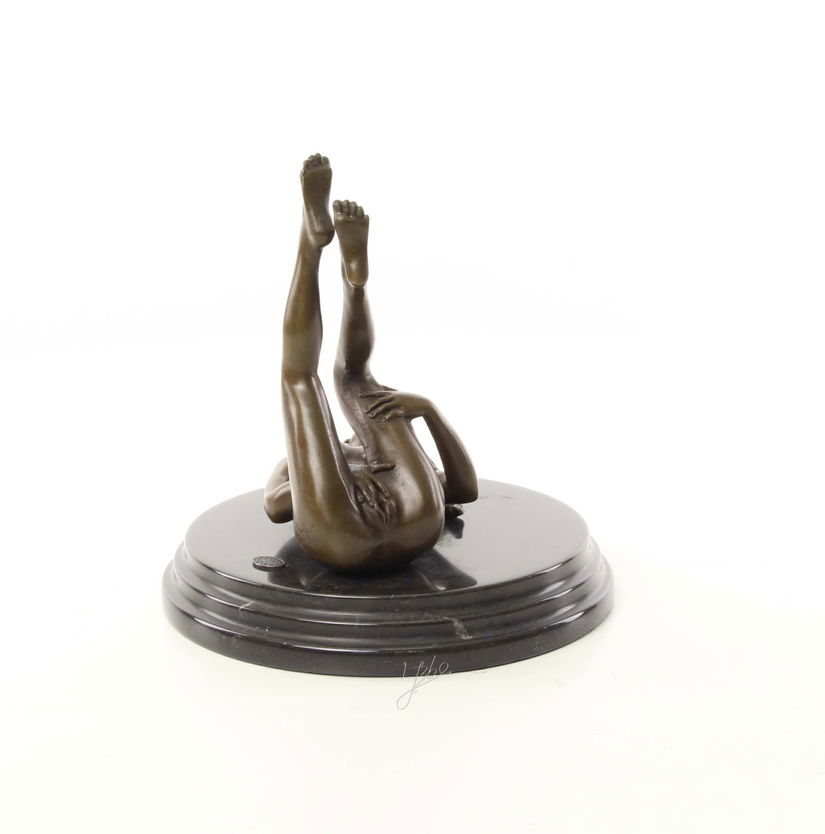 Nud - statueta erotica din bronz pe soclu din marmura