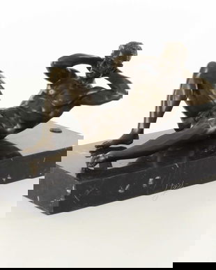 Nud - statueta erotica din bronz pe soclu din marmura