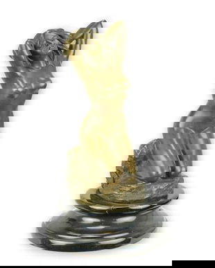 Nud - statueta erotica din bronz pe soclu din marmura