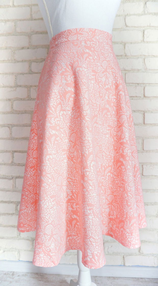 Fusta Clos Stofa Roz Pastel cu Buzunare