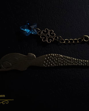 Semn de carte Sirena cu cristal stea de mare bleu