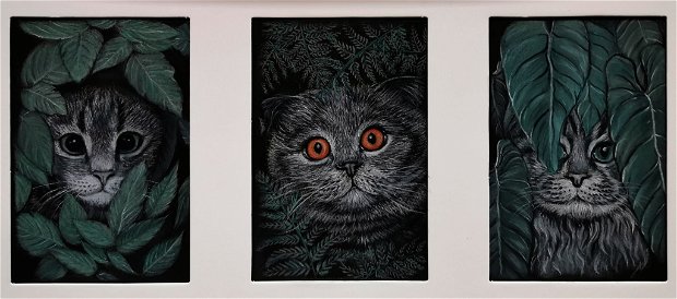 Tablou ilustratie "3 Funny Cats "