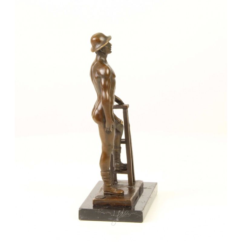 Nud - statueta erotica din bronz pe soclu din marmura