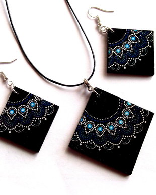 set bijuterii lemn cu mandala 42830