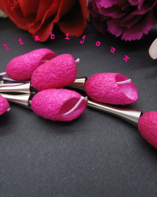 Colier handmade statement unicat - coconi de matase- fucsia (cod778)