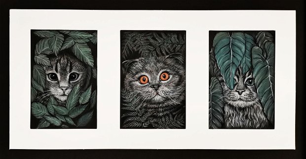 Tablou ilustratie "3 Funny Cats "