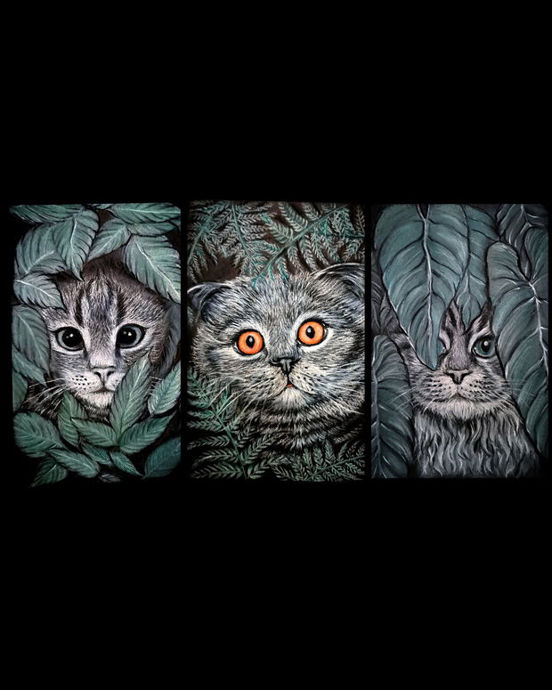 Tablou ilustratie "3 Funny Cats "