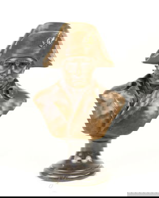 BUST NAPOLEON- STATUETA DIN BRONZ PE SOCLU DIN MARMURA