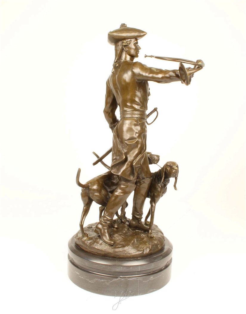 Louis XV- lea cu ogarul-statueta din bronz pe un soclu din marmura