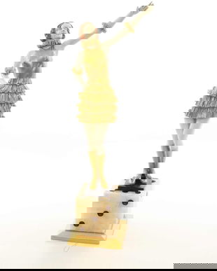 Dansatoare Art Deco -statueta din bronz cu un soclu din marmura