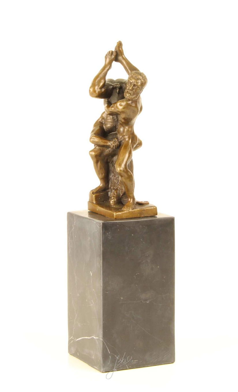 Hercule si Diomede- statueta din bronz pe un soclu din marmura