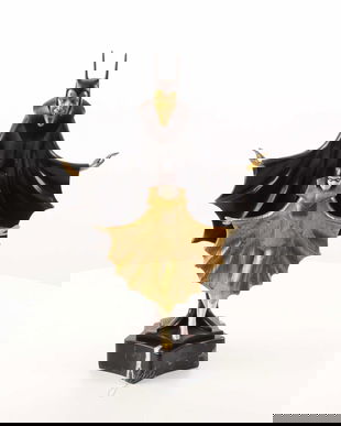 Satanela -statueta din bronz pictat pe un soclu din marmura