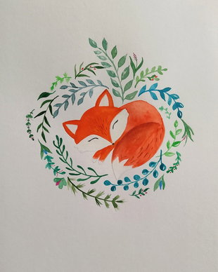 Ilustrație sleepy fox