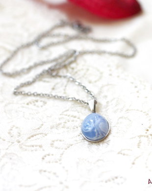Colier cu agat blue lace si otel inoxidabil