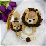 Set cadou nou-nascut cu leu - cadou bebelus - lantisor suzeta personalizabil cu nume - jucarie dentitie