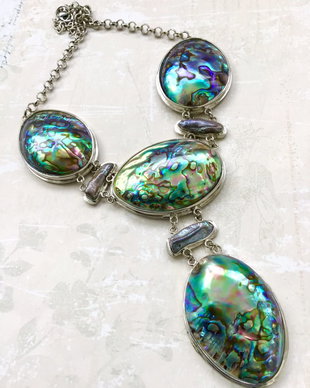 Colier Paua Shell & perle Biwa