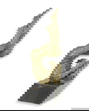 Nud contorsionat - statueta din bronz pe soclu din marmura