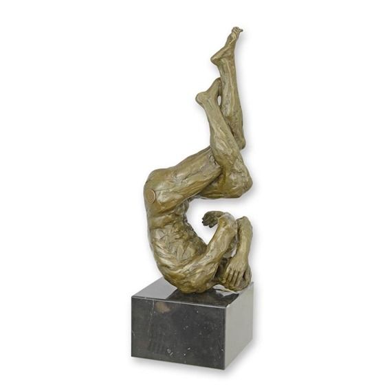 Nud contorsionat - statueta din bronz pe soclu din marmura
