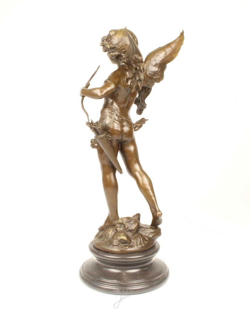 Cupidon - statueta din bronz pe soclu din marmura