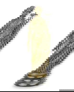 Atena - statueta din bronz pe soclu din marmura