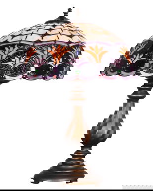 Lampa mare din bronz cu decoratiuni colorate