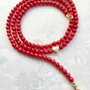 Colier CHOKER Coral rosu & inima aurie