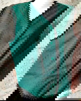 vesta de bumbac cu dantela , verde inchis