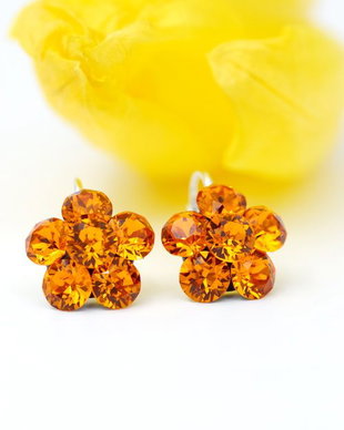 Cercei Swarovski  Chaton Flower / Argint 925