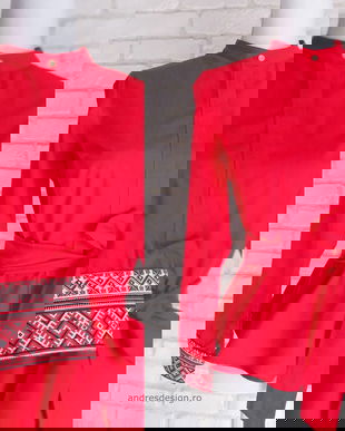 Camasa Eleganta Dama Rosie cu Motive Romanesti