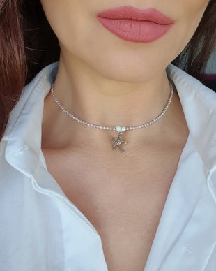 Colier Miyuki cu steluta de mare, Choker cu margele