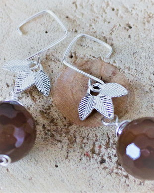 Cercei handmade din sarma agate fatetate
