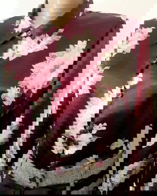 Bluza saten fond bordo