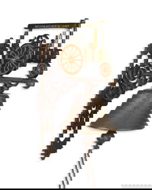 Clopot din fonta cu o locomotiva