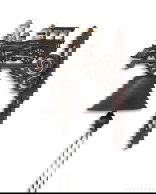 Clopot din fonta cu o locomotiva