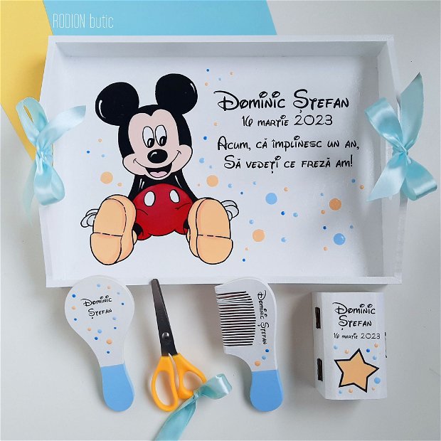 Tava taierea motului Mickey Mouse pictata manual personalizata