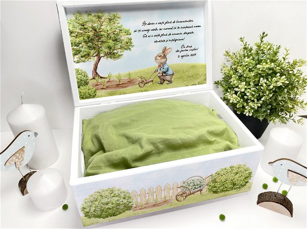 Cutie Amintiri Băieți Personalizată - Charming Bunny