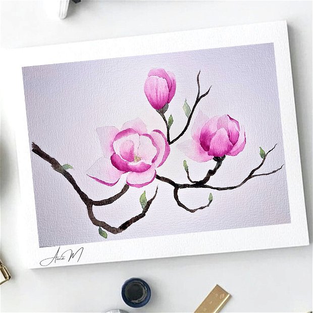 Pictura acuarela - Magnolia
