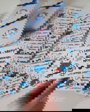 Marturii personalizate botez handmade pictate magnetice rock