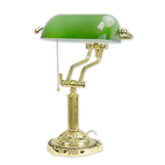 Lampa Banker din alama masiva cu abajur verde