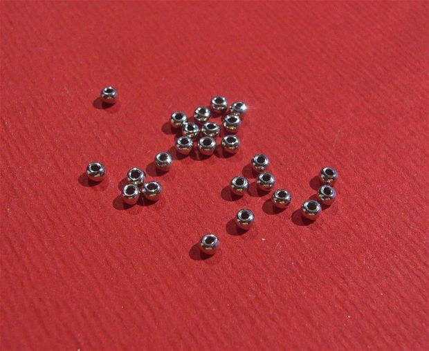 (10 bucati) Margele mici din argint .925 rodiat aprox 2 mm